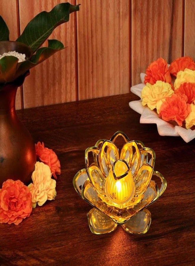 EONWISE Lotus Shape Smokeless & Flameless LED Tealight Acrylic Decorative Tea Light Candles for Diwali, Home Décor, Gifting, Birthday, Christmas, Festival Decoration (Lotus Light Candles, Pack of 8) - Image 2